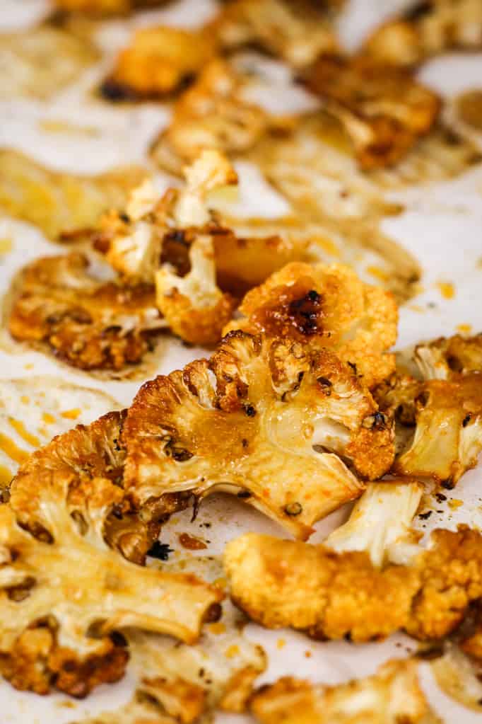 Roasted cauliflower tossed in a hot honey marinade.