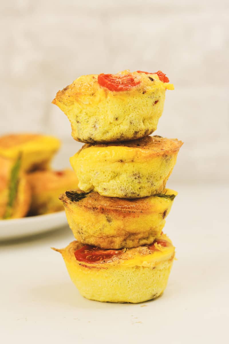 Tortilla egg quiches, an easy baked breakfast recipe with cottage cheese for lots of protein.